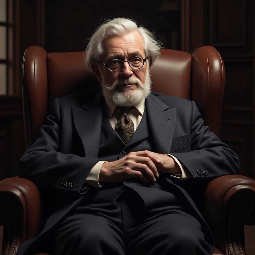 Heavy Set Man Poses for Artist in 1930s Noir Style