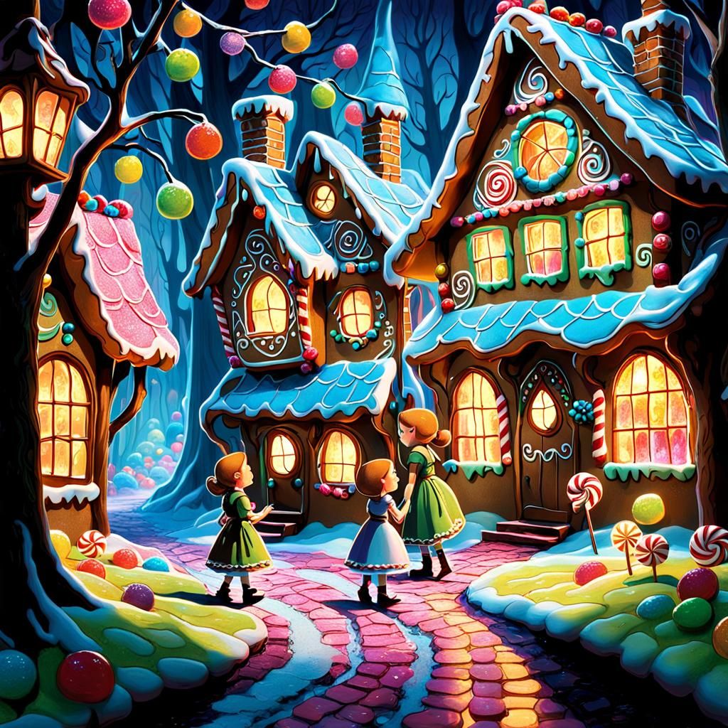Candy Wonderland: Hansel and Gretel in 3D Digital Art