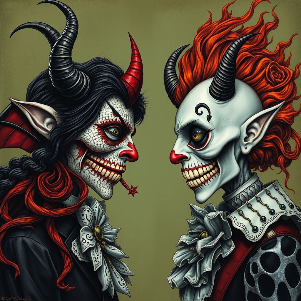 Surreal Portrait of Good Versus Evil Duality