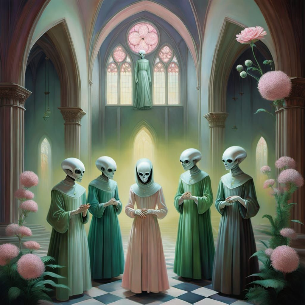 Gothic Surrealism: Alien Wedding in a Cathedral