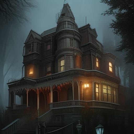 Lovecraftian Horror House in Nouveau Architecture Style