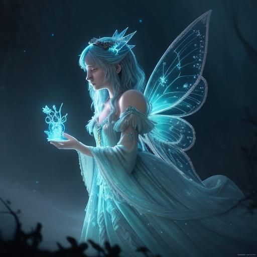 Bioluminescent Fairy-Tale Christmas Digital Painting