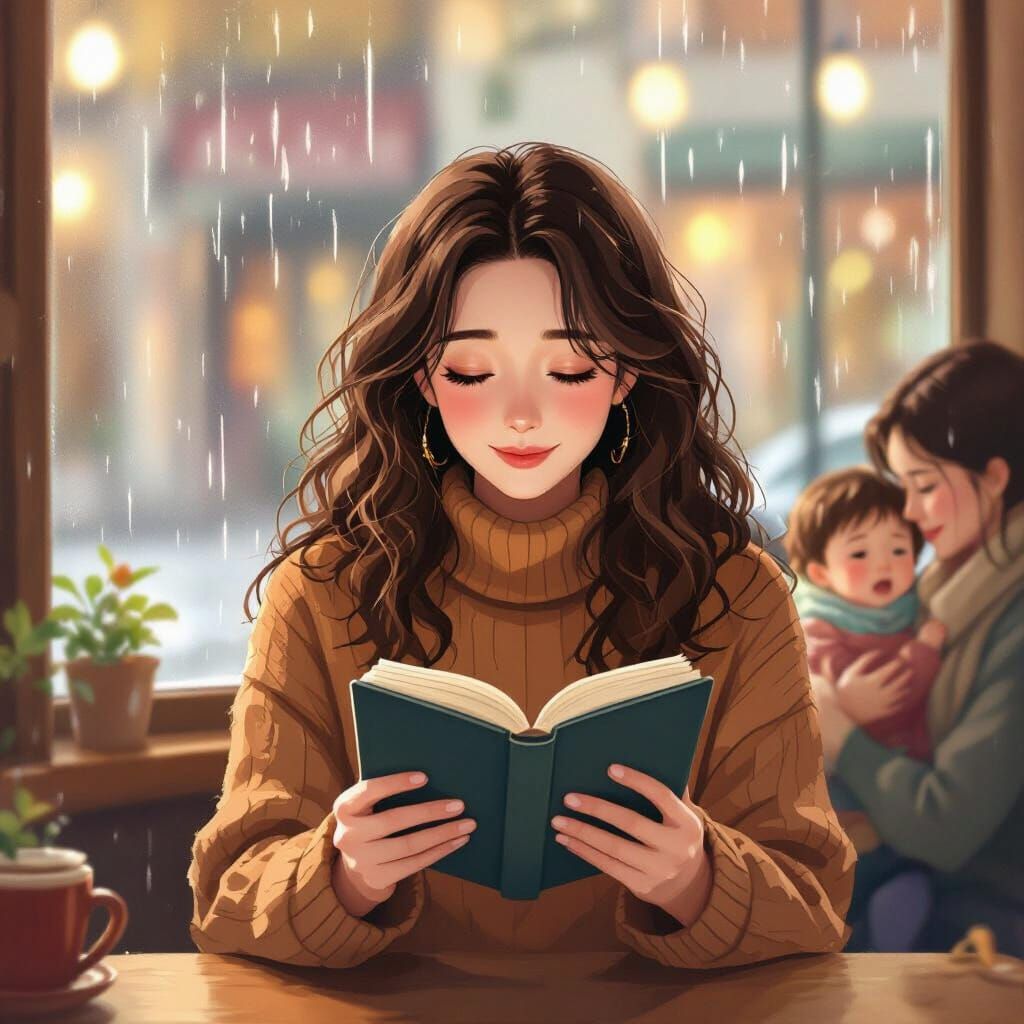 Cozy Cafe Scene Inspired by Makoto Shinkai