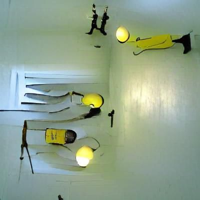 Eerie Yellow Rooms with Men Holding Knives