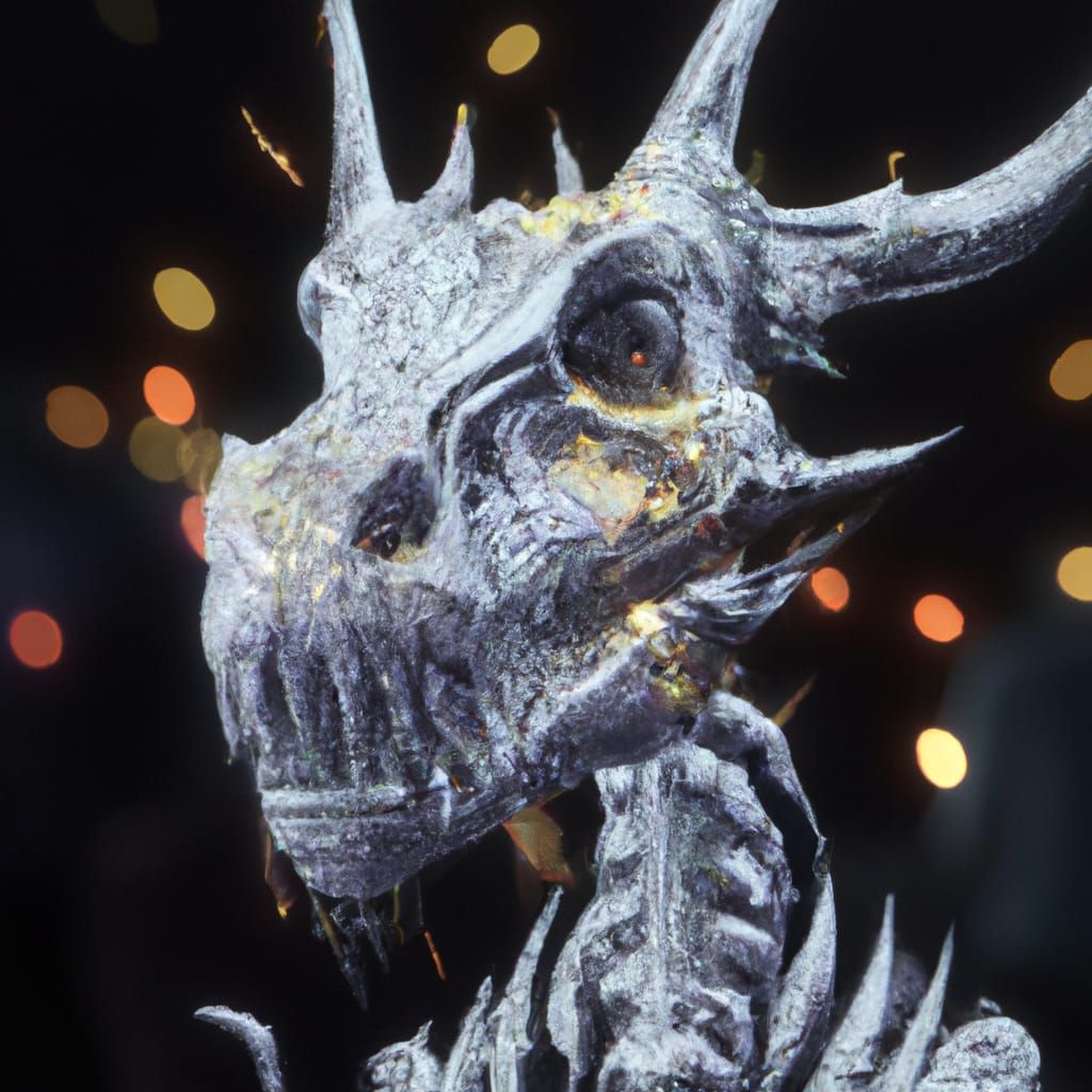 Holographic Skeleton Dragon: Comic Book Art