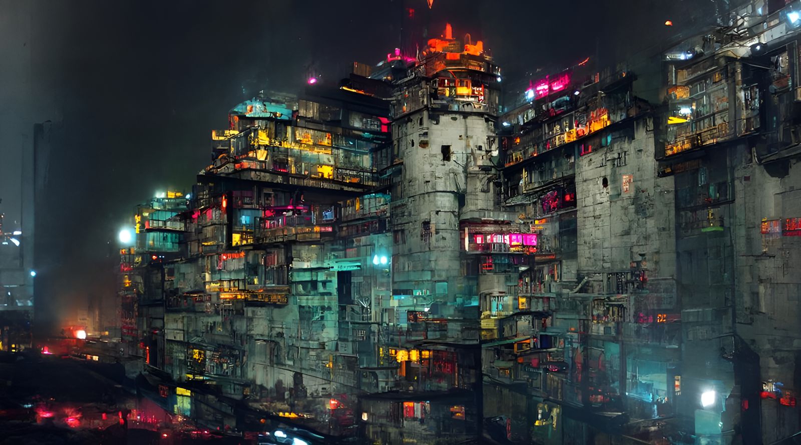 Cyberpunk Cityscape at Night: A Digital Wallpaper