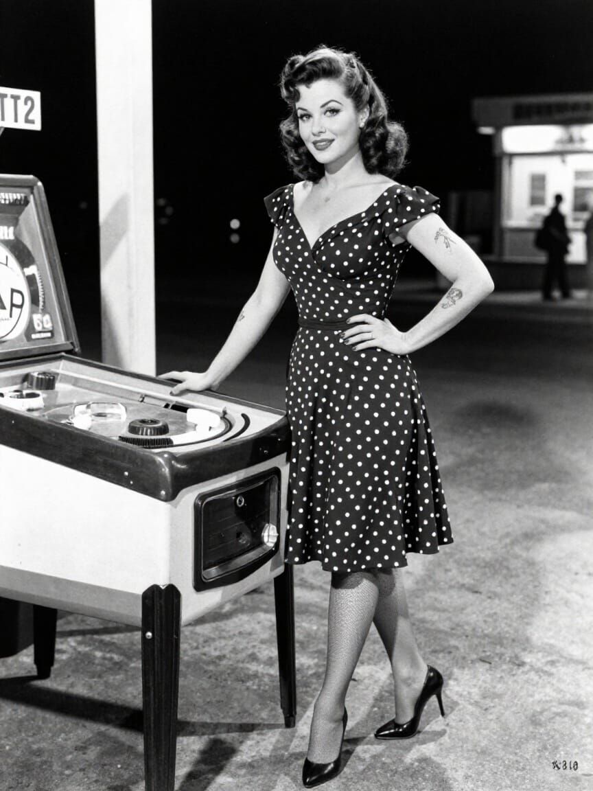 1950s Pin-Up Rocker Girl in Vintage Comic Style