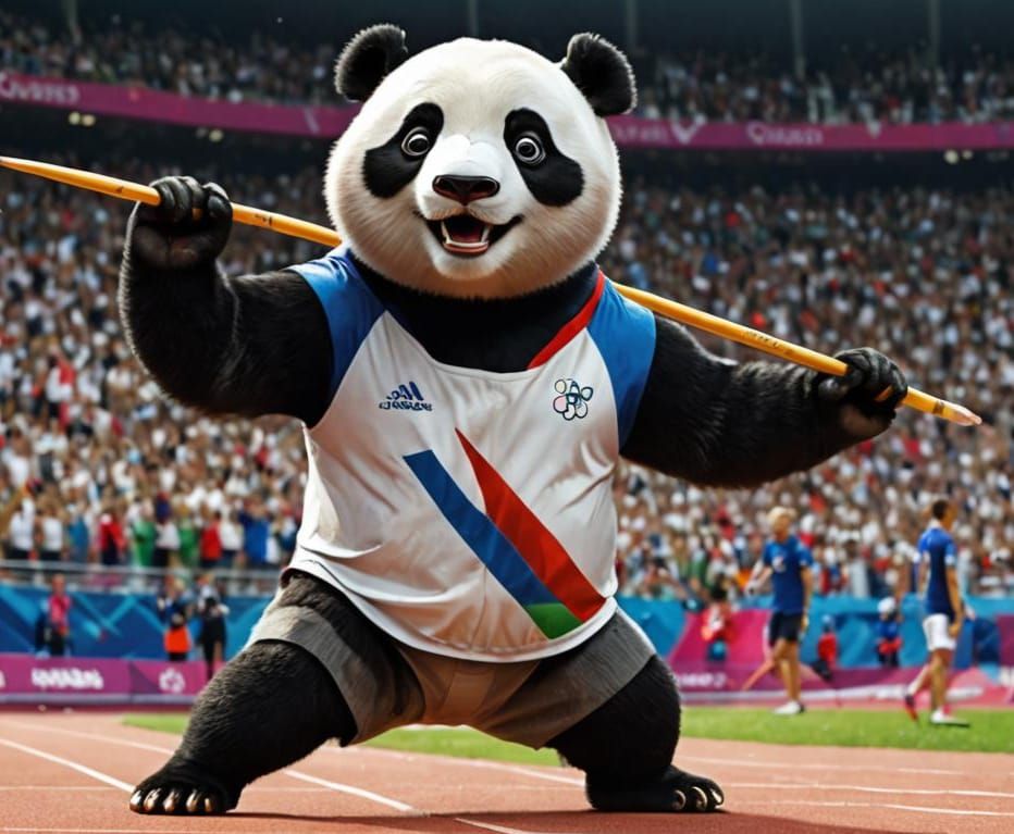Panda Javelin Thrower at Paris Olympics