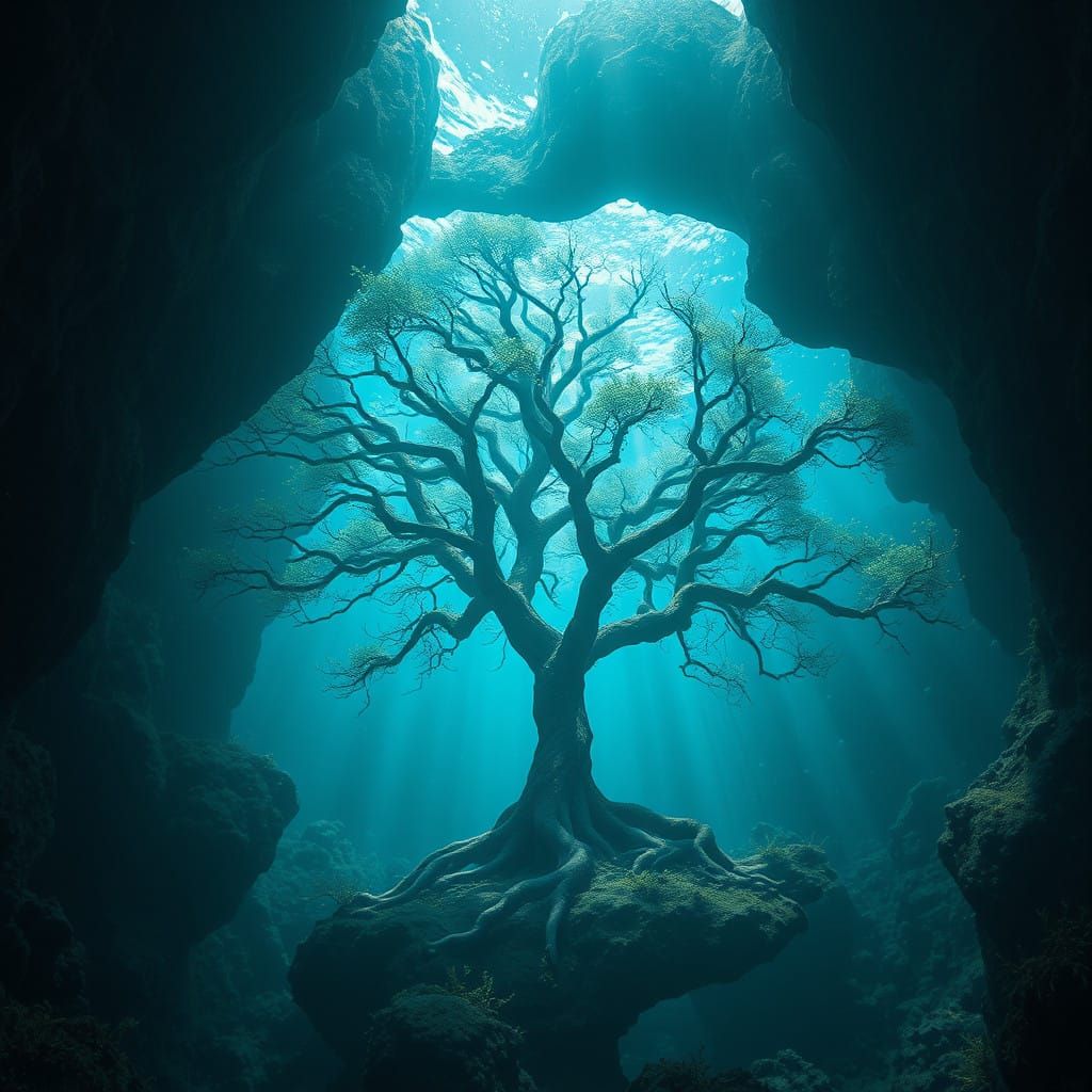Epic Underwater Tree Dome in Cinematic Digital Art