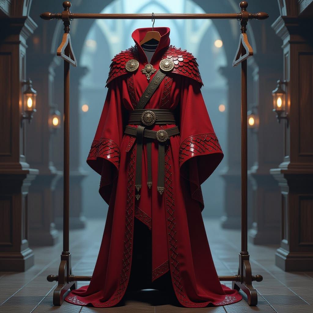 Intricate Dragon Scale Wizard Robe in Mystical Industrial St...