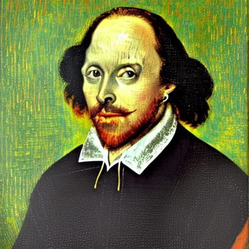 Shakespeare Portrait in Expressionist Impasto Style