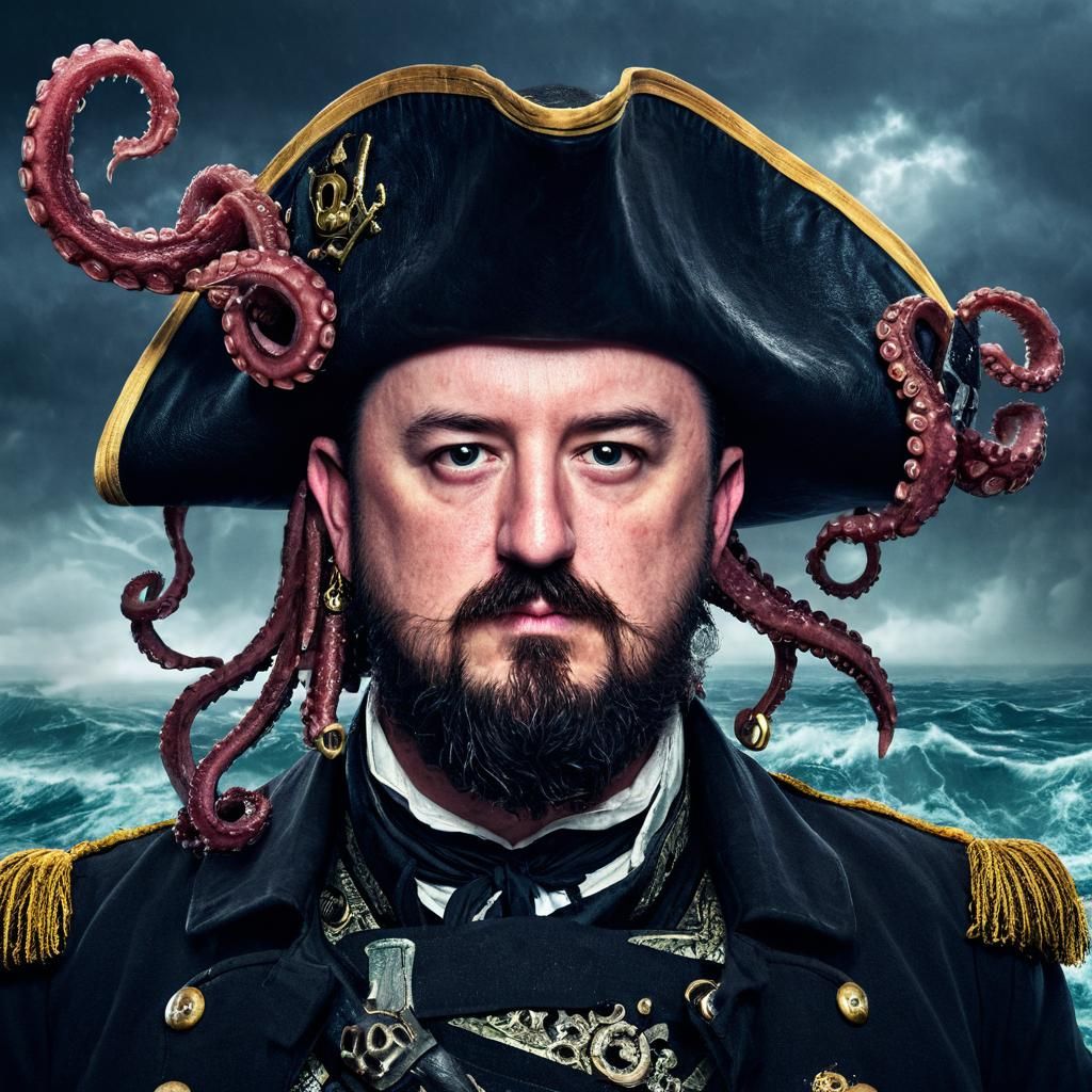 Pirate Captain with Octopus Beard in Dark Fantasy Art