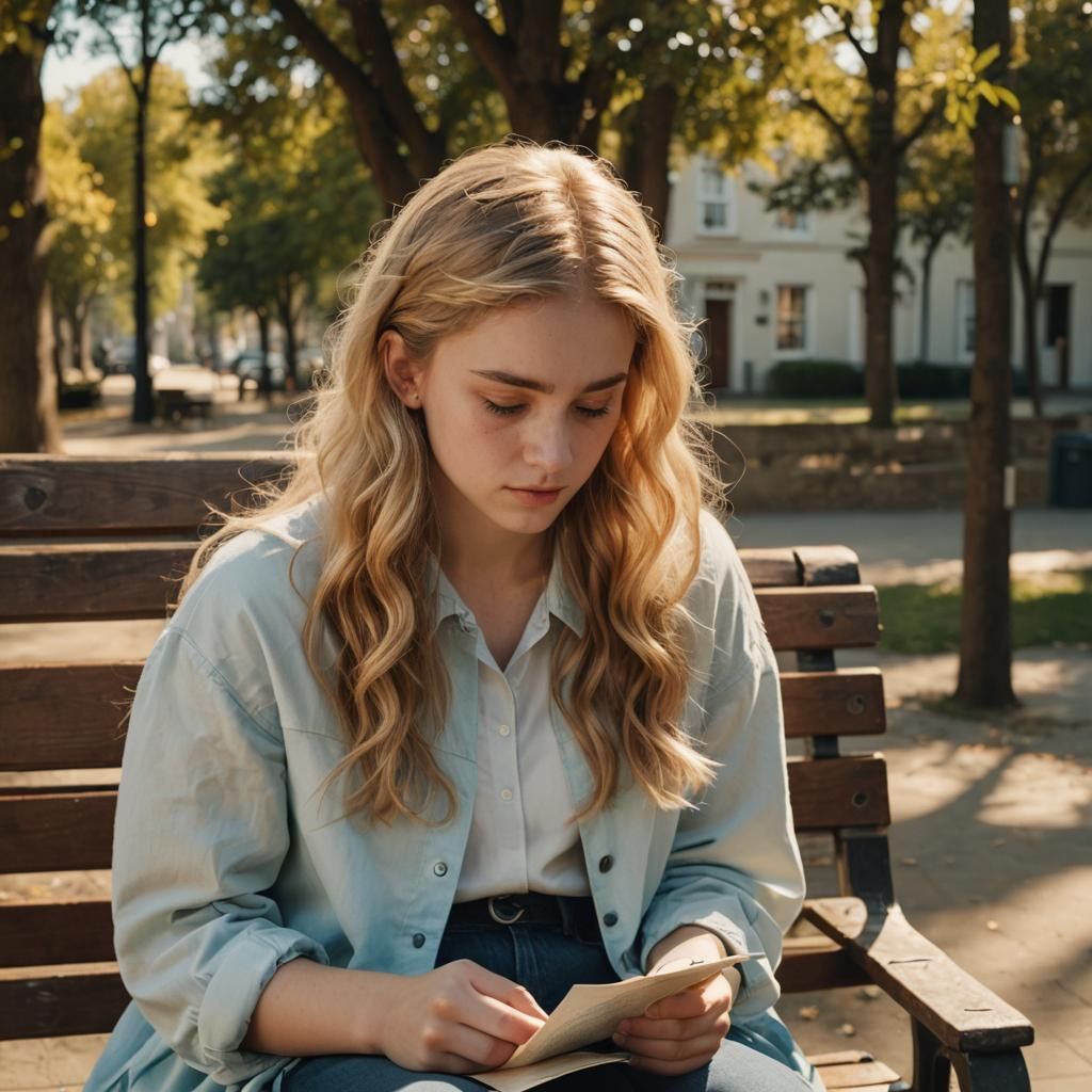 Teenage Girl Reads Letter in Romantic Cinematic Style