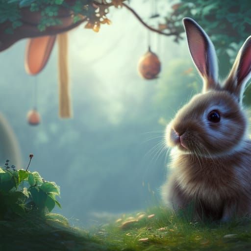 Fantastical Cute Bunny in Detailed Matte Painting