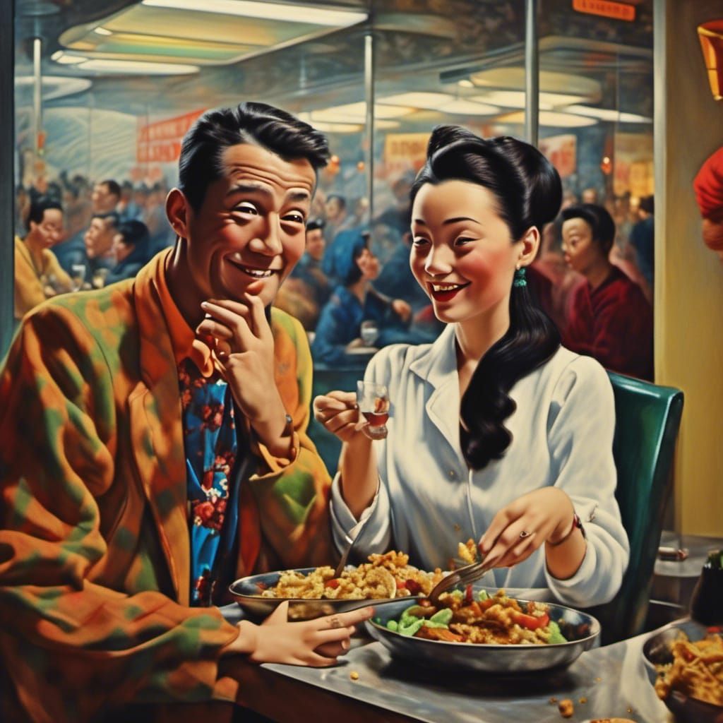 Polychromatic City Life: Hyperrealistic Matte Painting