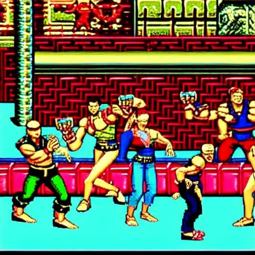 Double Dragon Video Game Scene, 1987