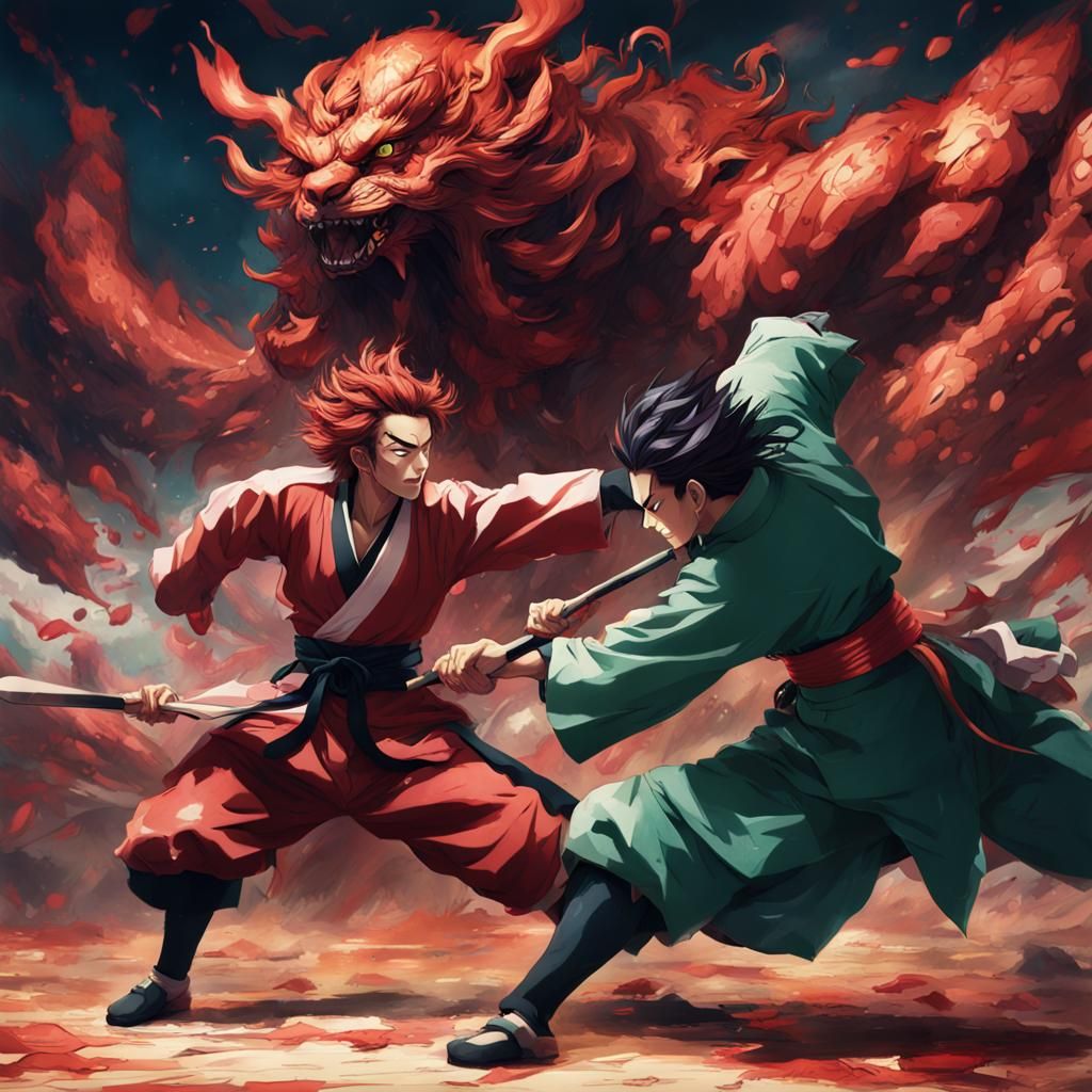 Tanjiro Defeats Muzan in Hyperrealistic Splash Art