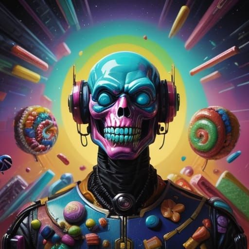 Surreal Candy Voodoo Doll in a Sci-Fi World
