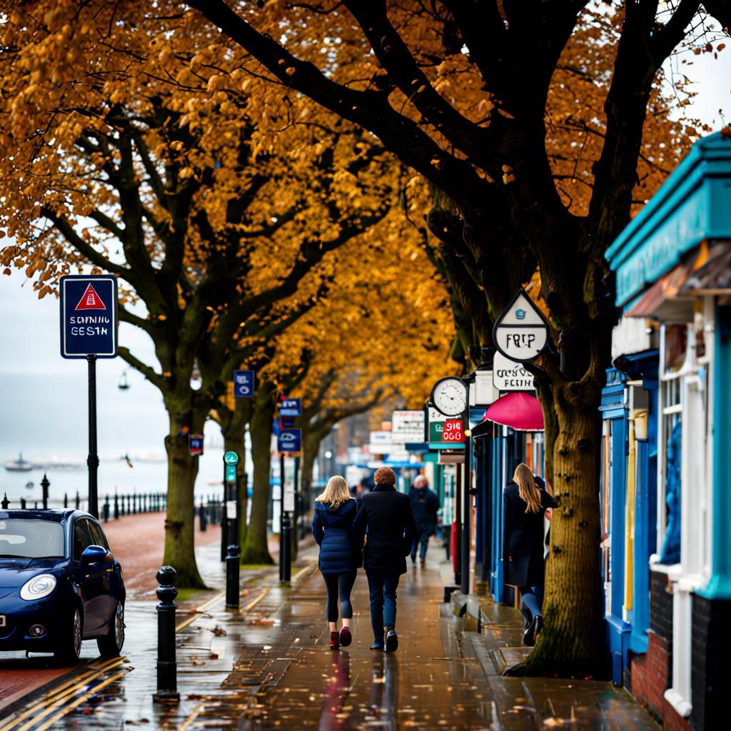 Autumn Day in a Seaside Town, UK