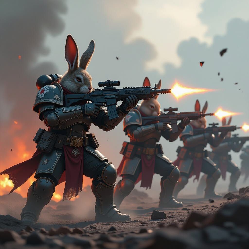 Rabbit Soldiers in Dynamic Combat Pose