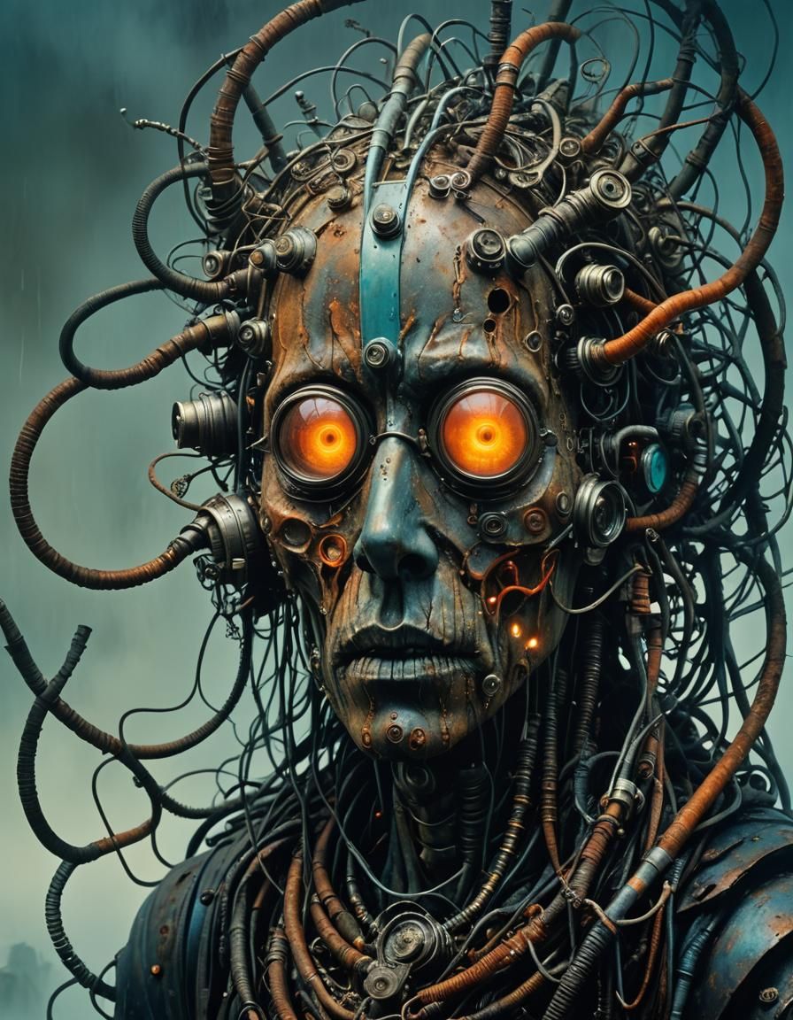 Grotesque Metal Device in Hyperrealistic Style