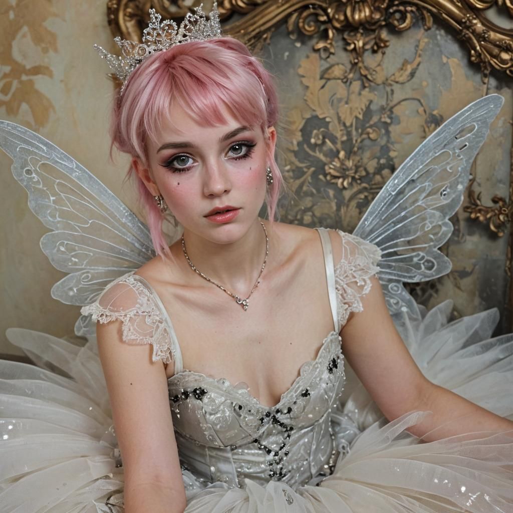 Punk Woodland Fairy in Oil Painting as Impasto Art