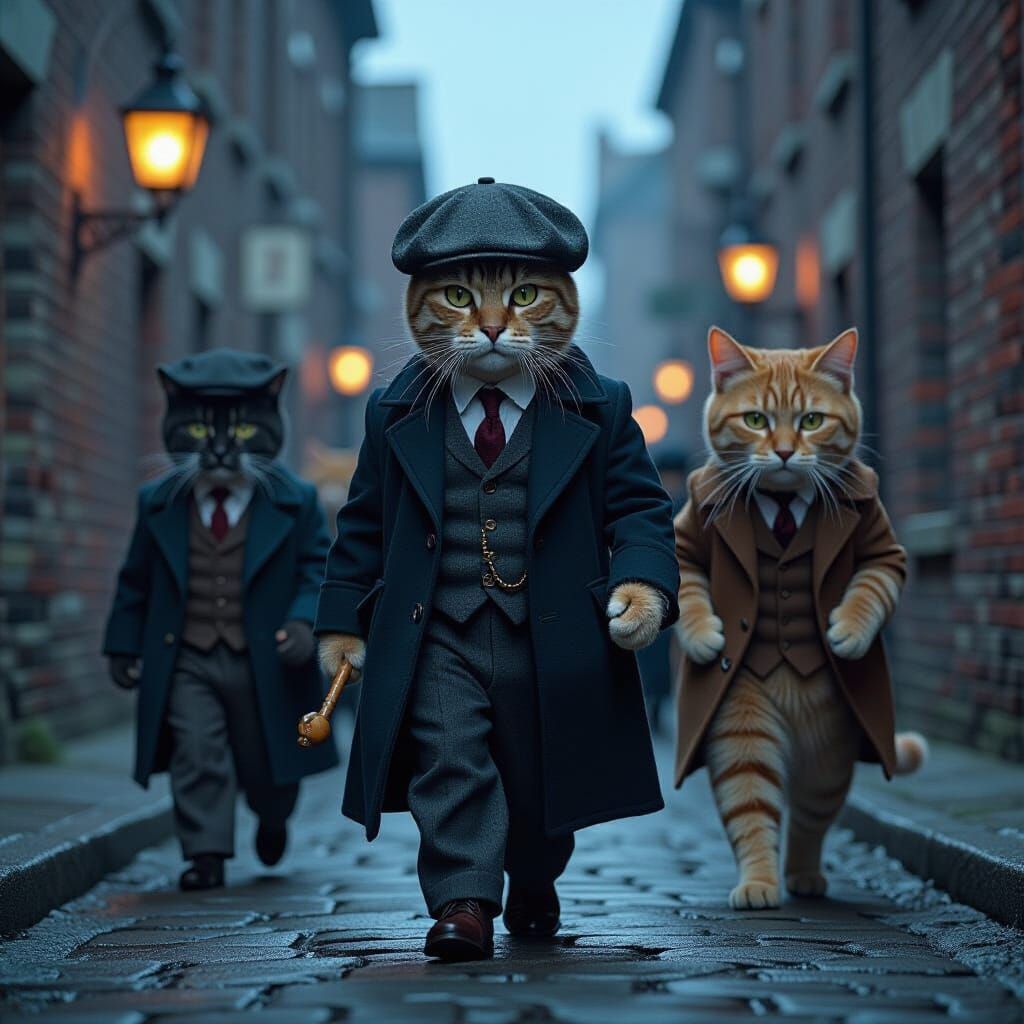 Peaky Blinders Cats in 1920s Birmingham Streets