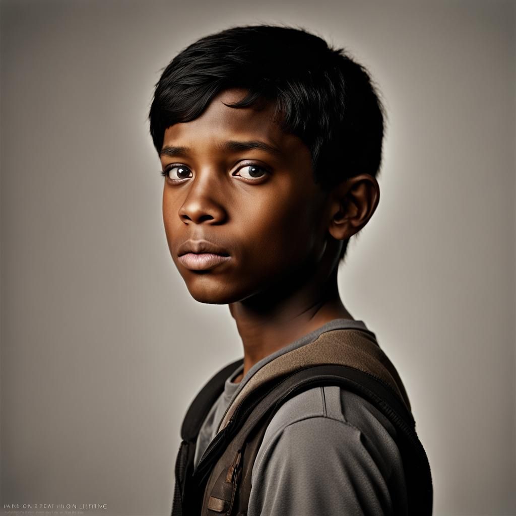 Nervous Dark-Skinned Boy Portrait, Professional Photography ...