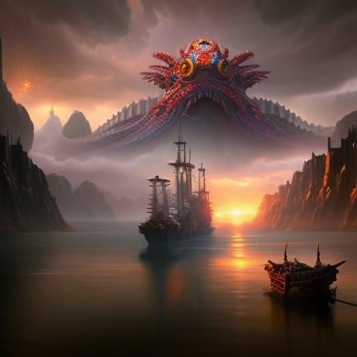 Cthulhu Squid Monster Emerges from the Deep