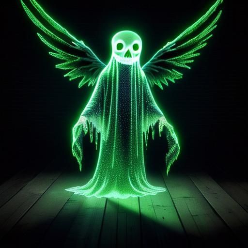 Ethereal Green Ghost in Neon Glow