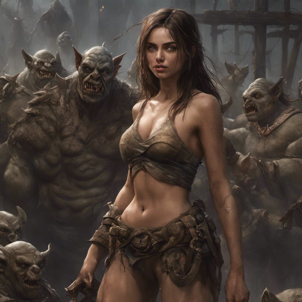 Ana De Armas as Orc Captive: Dark Fantasy Art