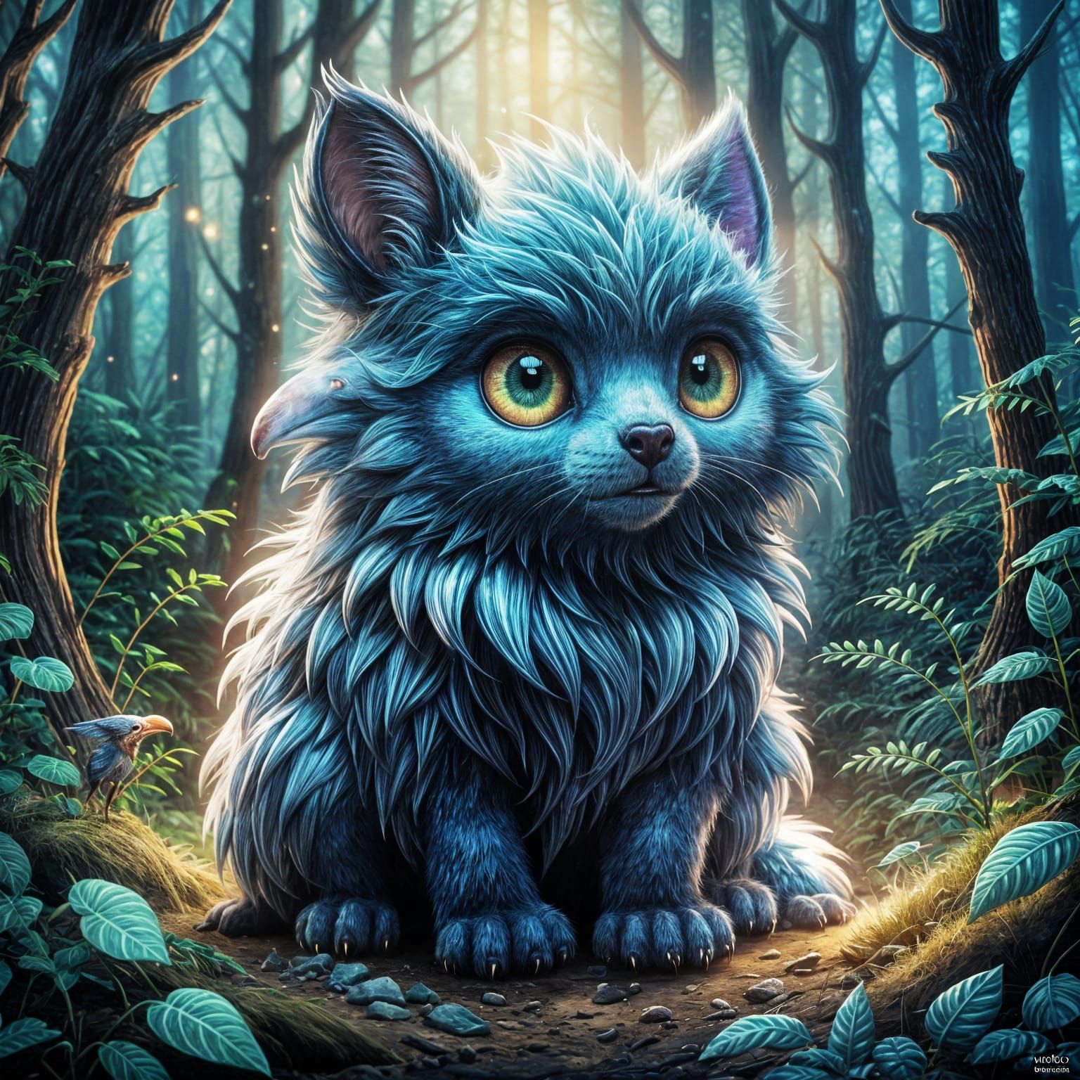 Holographic 3D Render of Mystical Cartoon Animal