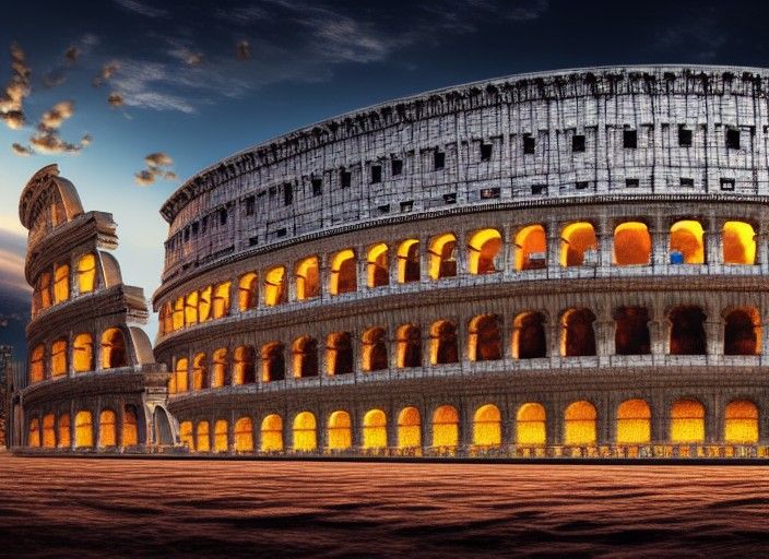 Futuristic Colosseum: Psychedelic Digital Art