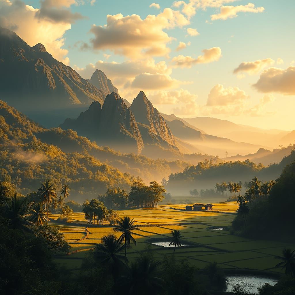 Surreal Indonesian Landscape in Matte Painting Style