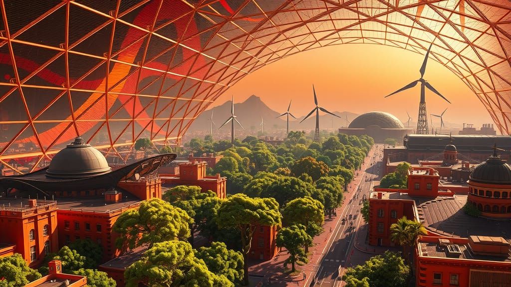 Martian Metropolis Under Glass Dome