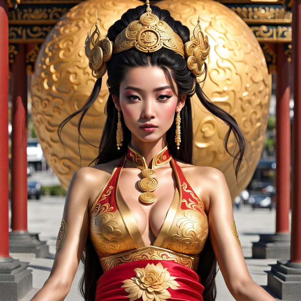 Elegant Asian Goddess Digital Art