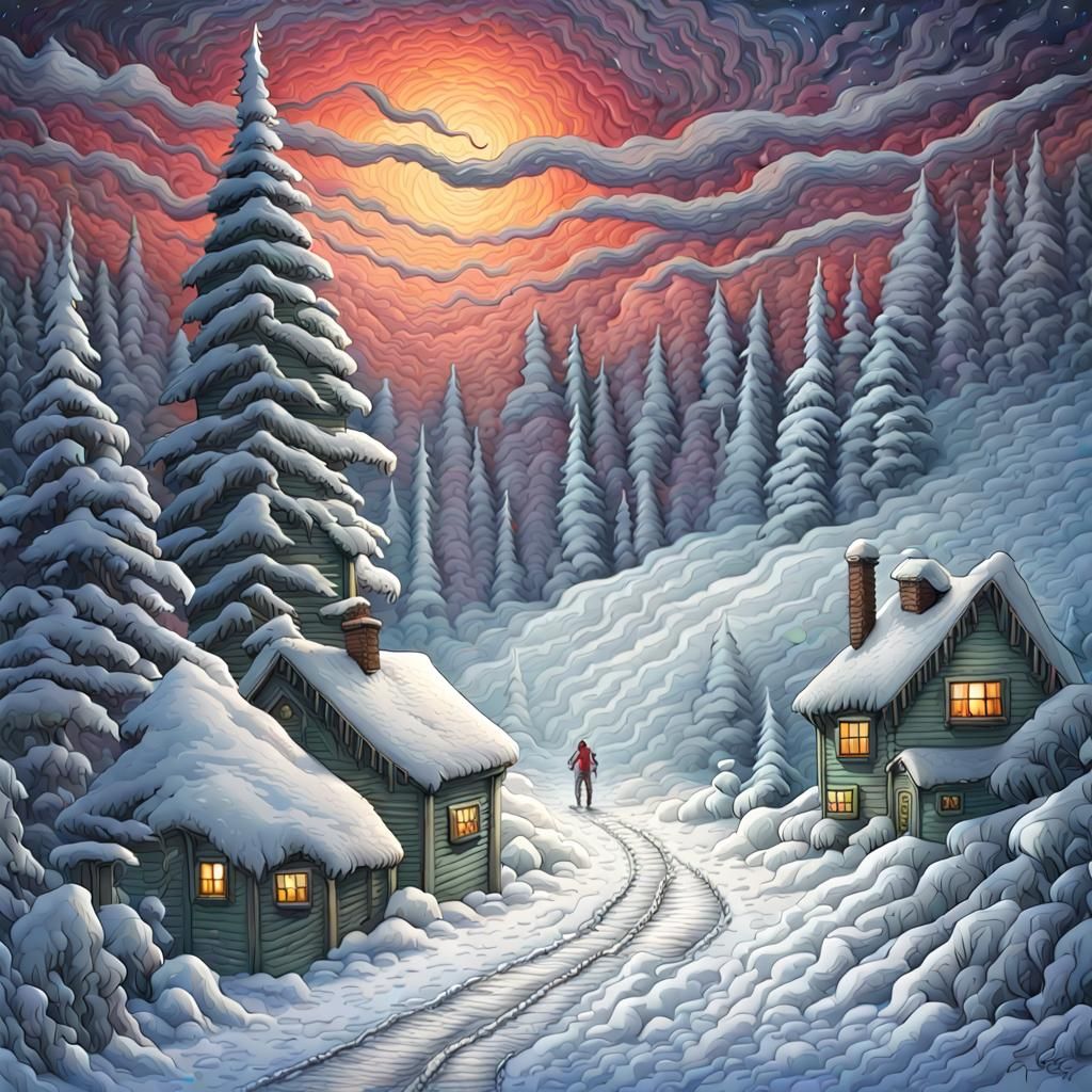 Snowbound Odyssey: Ominous Lights in a Winter Wonderland