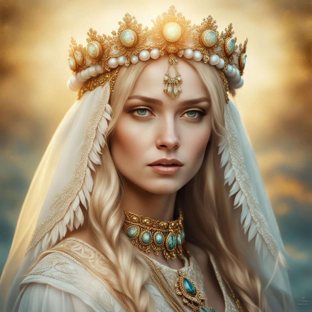 Ethereal Russian Girl Portrait in Slavic Style