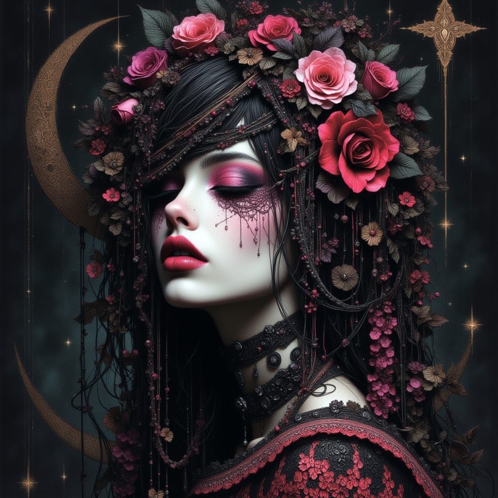 Ethereal Gothic Goddess Defends Against the Hooded Shadow