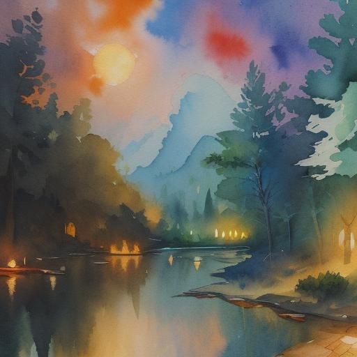 Gouache Style Impressionist Painting: Day and Night