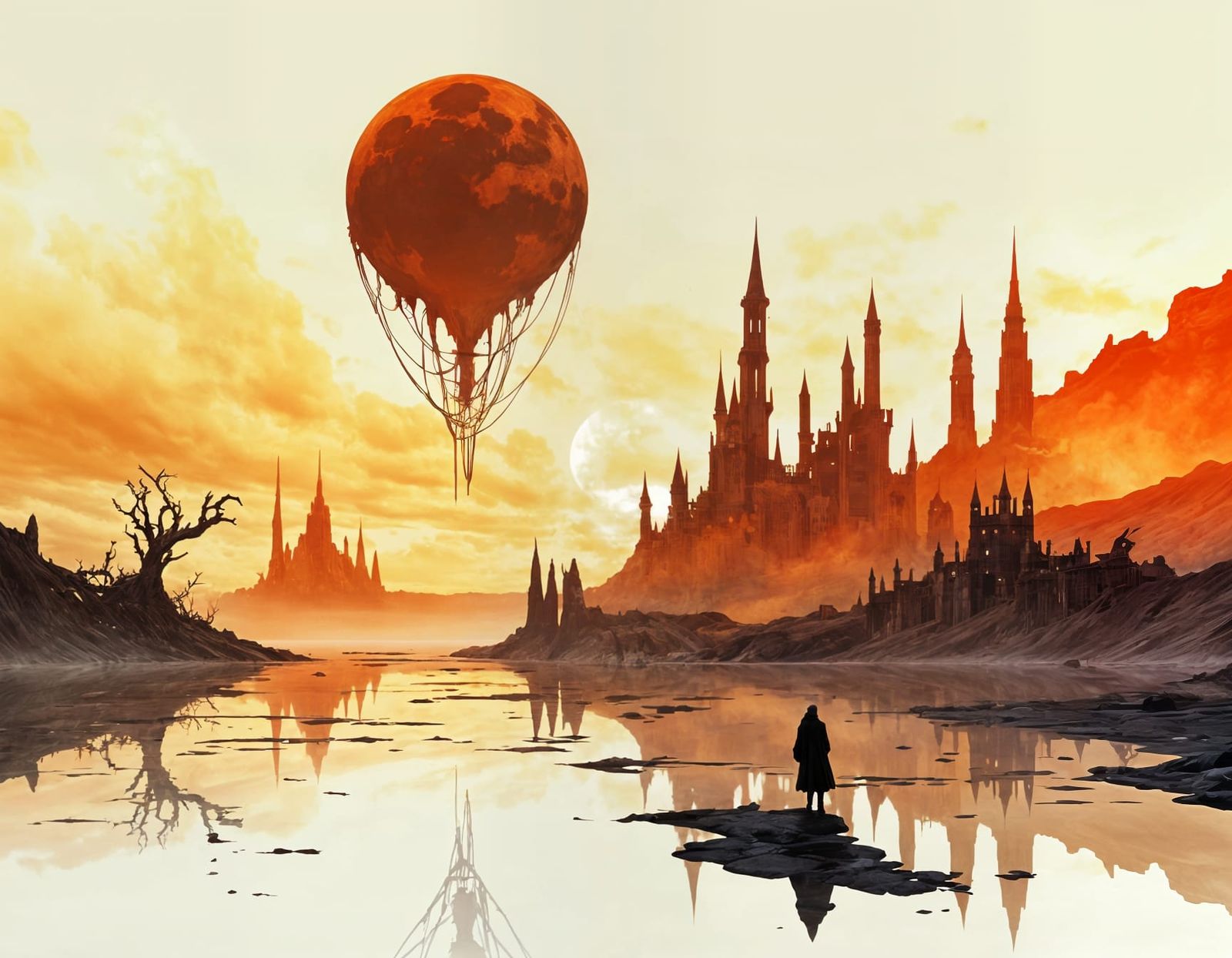 Lost Underwater City Under Alien Sky