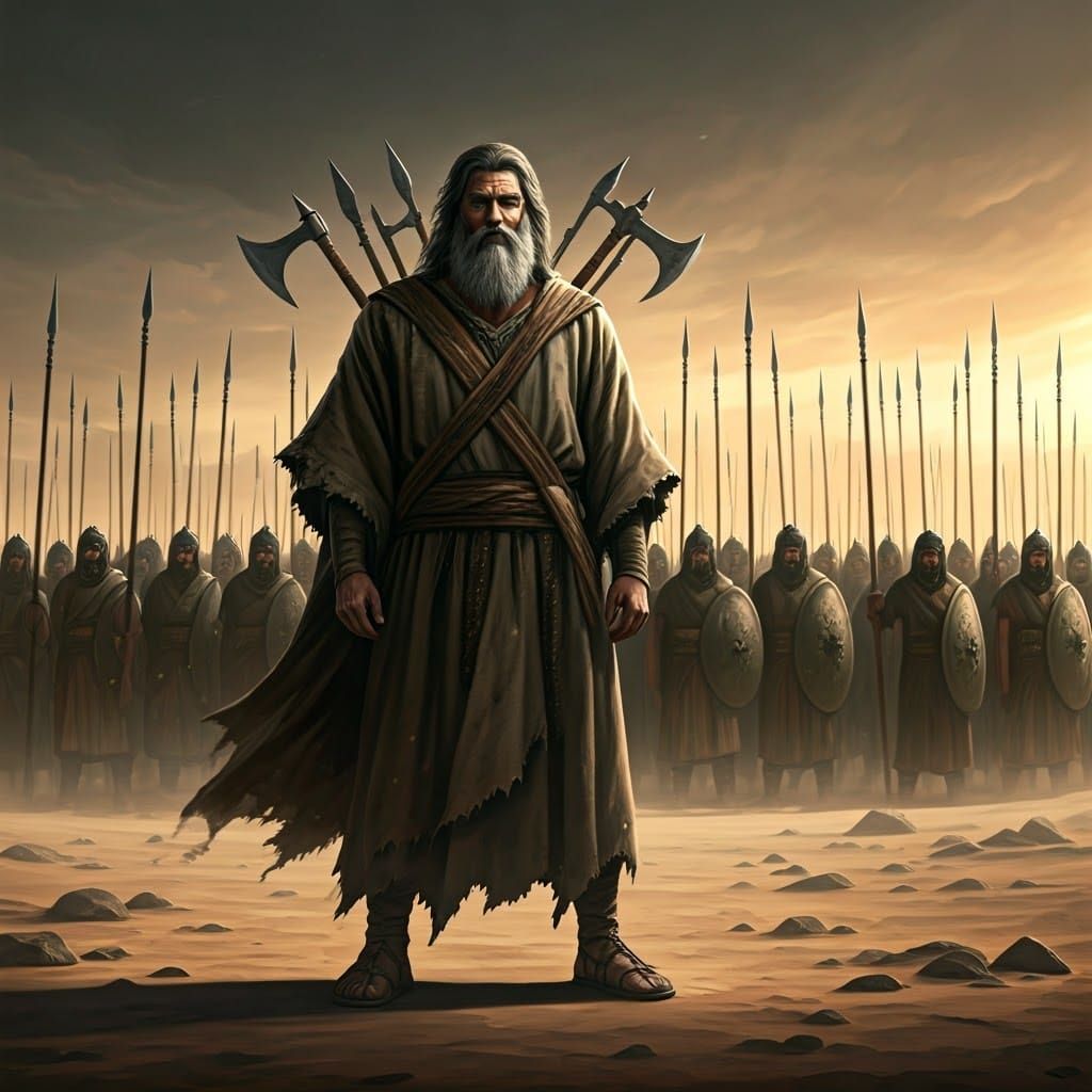 Esau the Unyielding Confronts Jacob in a Desert Landscape