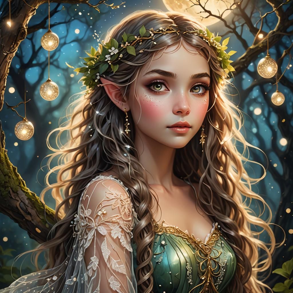 Forest Fairy Portrait in Digital Painting Style