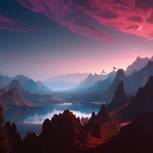 Cosmic Alien Landscape: Digital Matte Painting