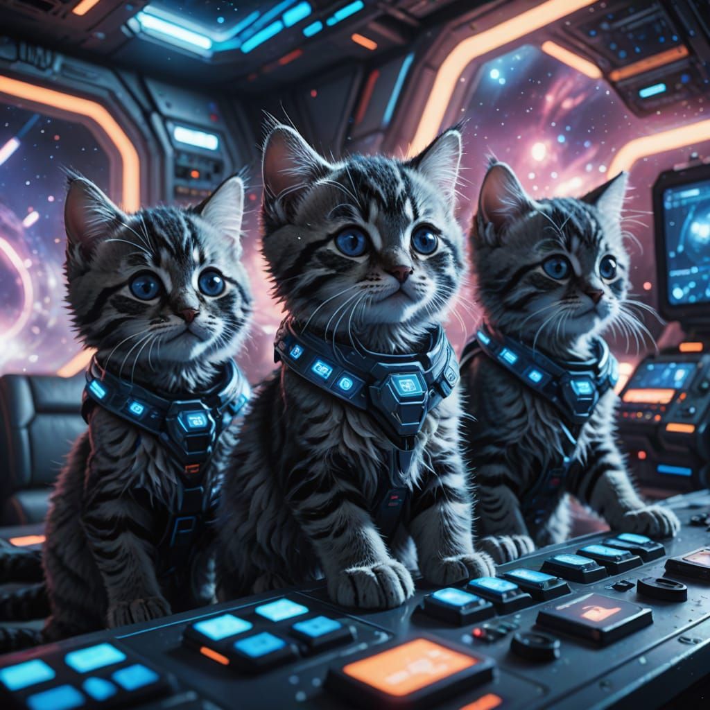 Kittens are the crew in a Spaceship.