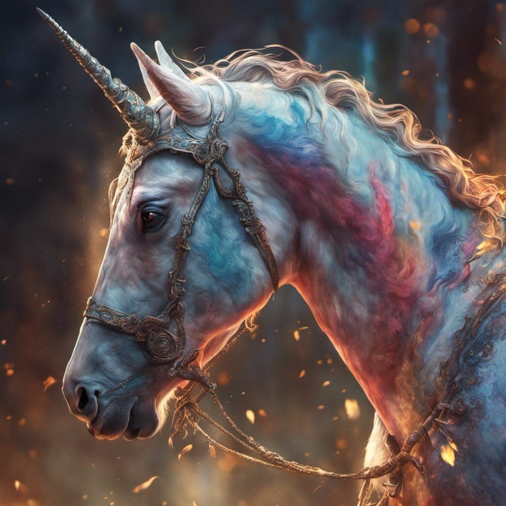 Medieval Unicorn in Hyperrealistic Splash Art