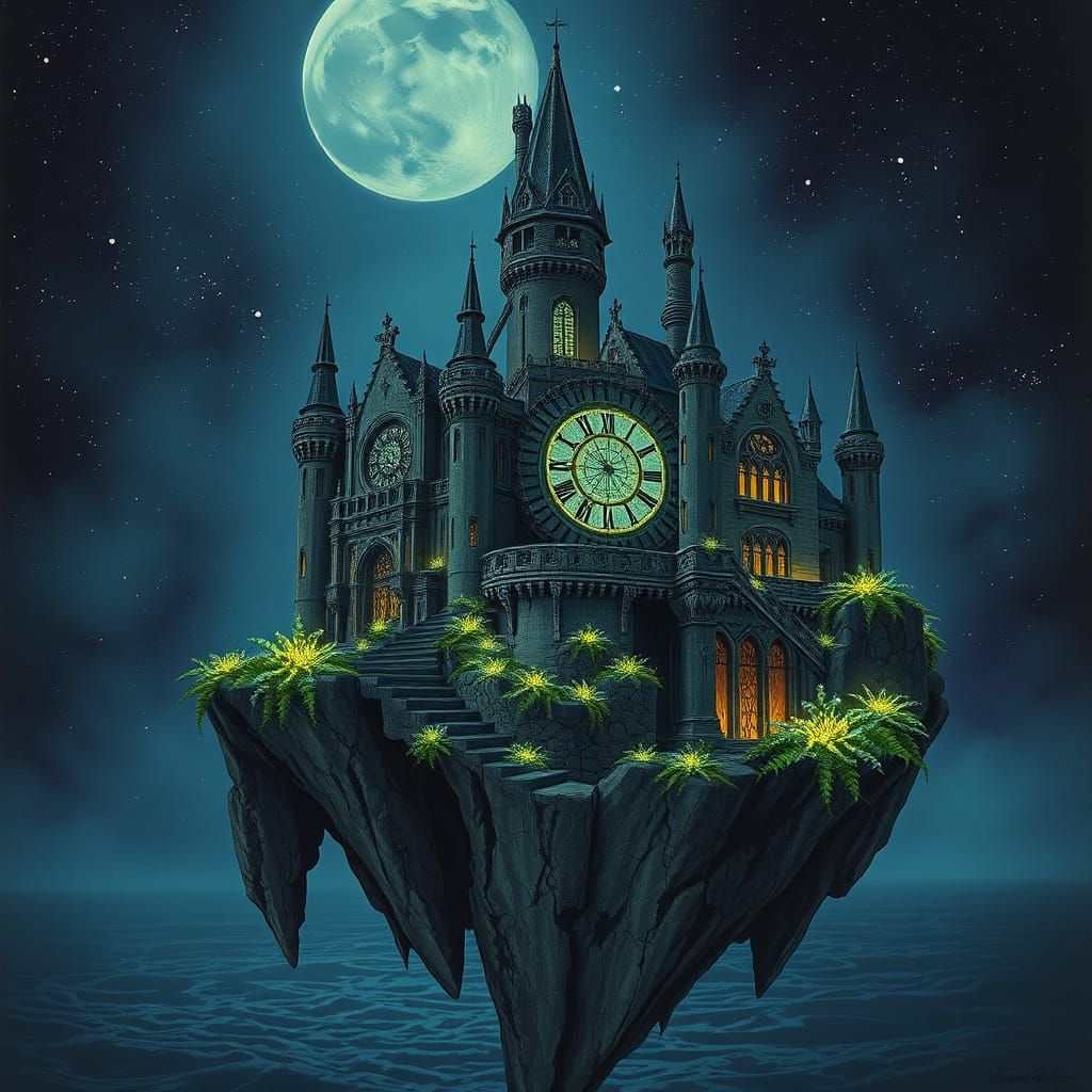 Decaying Castle on Starry Floating Island