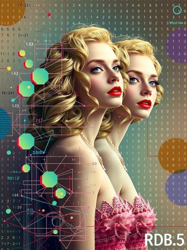 Marilyn Monroe Surfer Glitch Art with Fractal Overlays