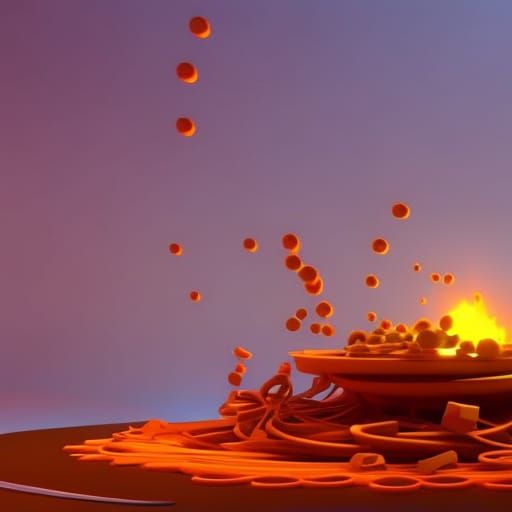 Pasta Pancake: 3D Digital Art Illustration