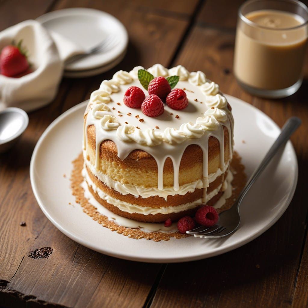 Moist Vanilla Cake in Sepia Tone, Film Noir Style